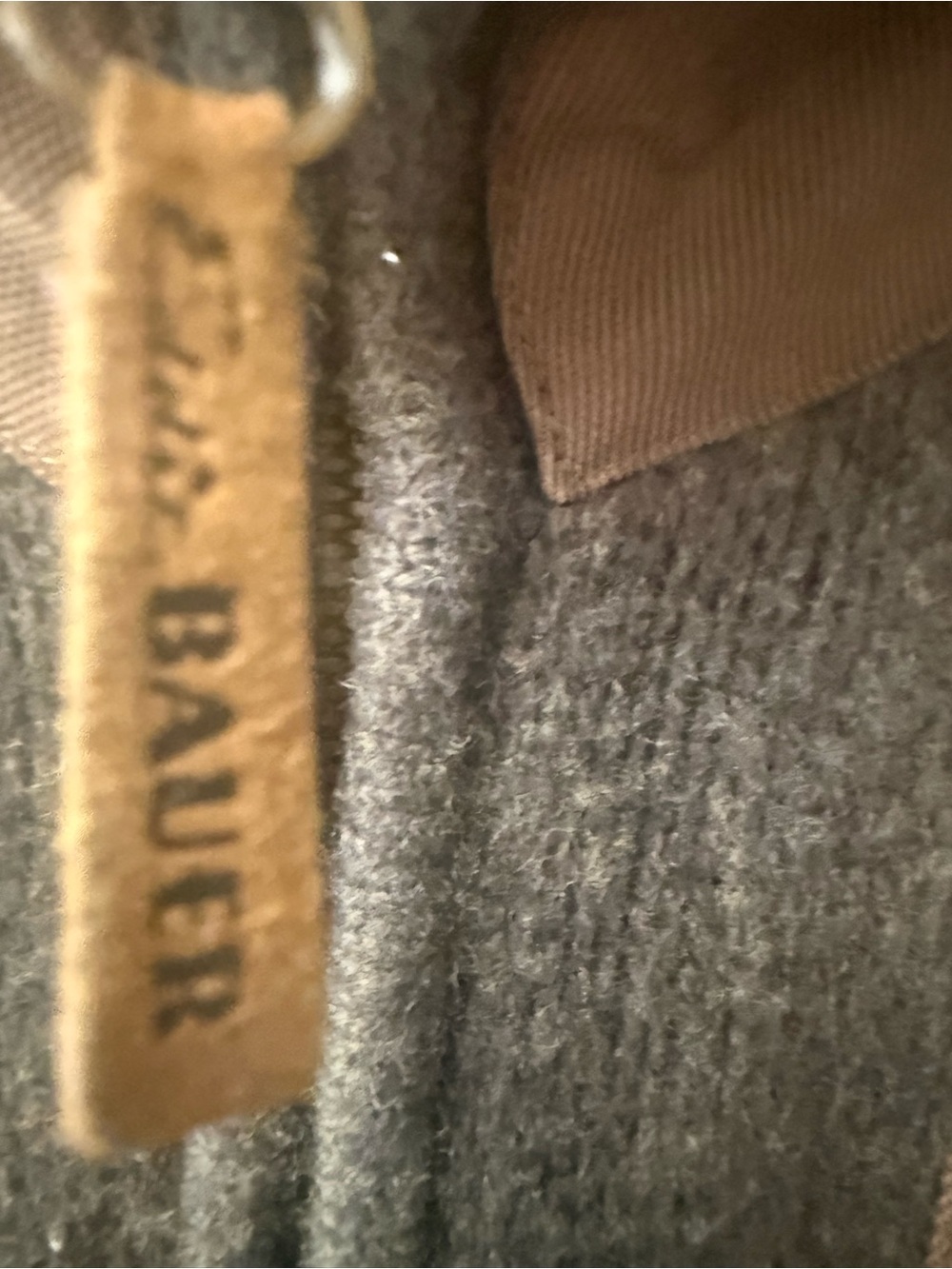Vtg. Eddie Bauer Merino Green Wool Canvas Patches Cable-Knit Zip Up Sweater Sz.L - Picture 4 of 9